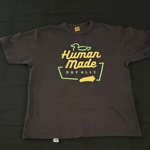 Human Made Black Tee with Yellow and Green Graphic